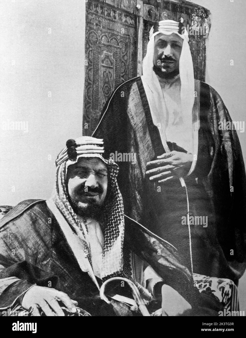 Saudi Arabia From Wells Of Ibn Sau'd - The King (Abdulaziz Bin Abdul Rahman Al Saud) & Son Then Crown Prince (Prince Saud Bin Abdulaziz Al Saud) First Stock Photo