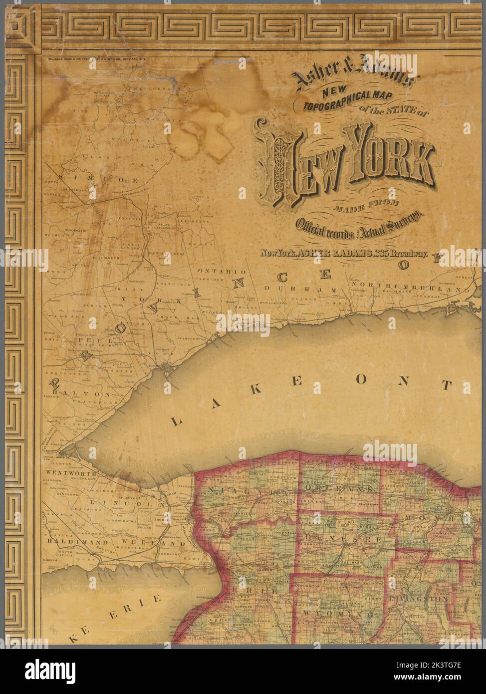 Asher & Adams' new topographical map of the state of New York made