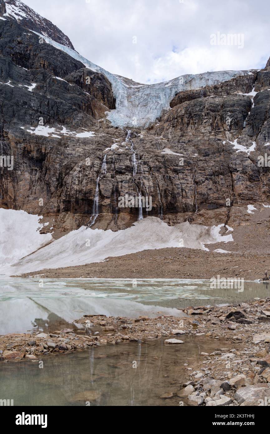 Close up of Angel Glacier in Jasper National Park at Mt. Edith Cavell Stock Photo