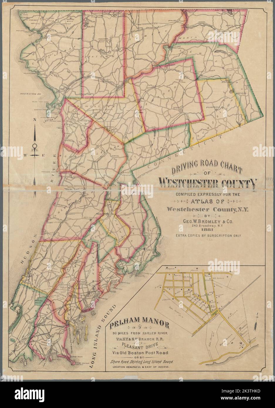 Driving road chart of Westchester - Driving Road Chart Of Westchester County Compiled Expressly For The Atlas Of Westchester County Ny Cartographic Maps Road Maps 1881 Lionel Pincus And Princess Firyal Map Division Roads New York State Westchester County Railroads New York State Westchester County Landowners New York State Pelham Manor Westchester County Ny Westchester County Ny Administrative And Political Divisions Pelham Manor Ny New York State Pelham Manor New York State Westchester County 2K3THKD