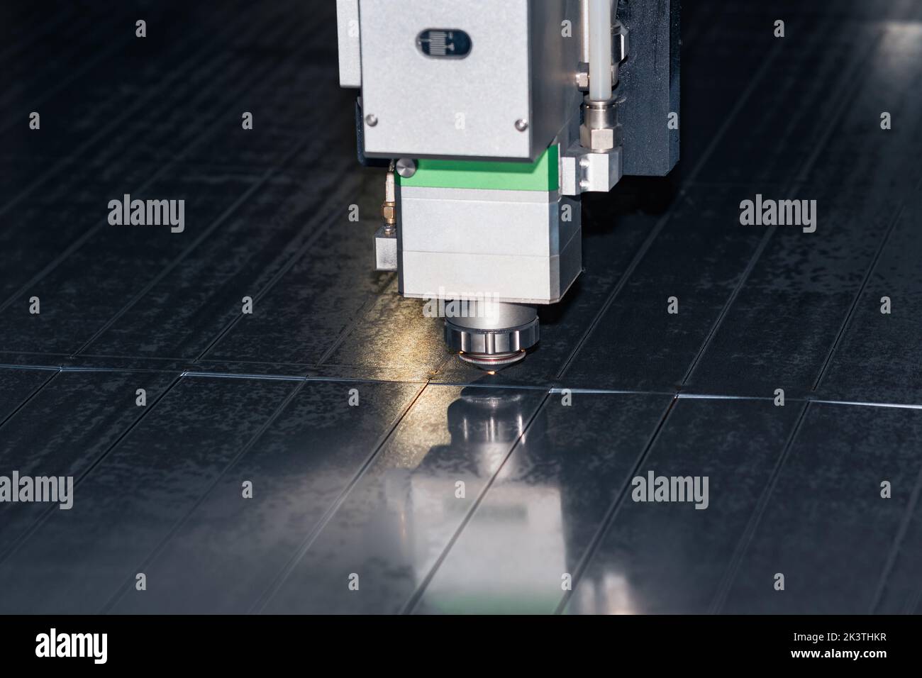 industrial laser cutter during metal sheet processing Stock Photo Alamy
