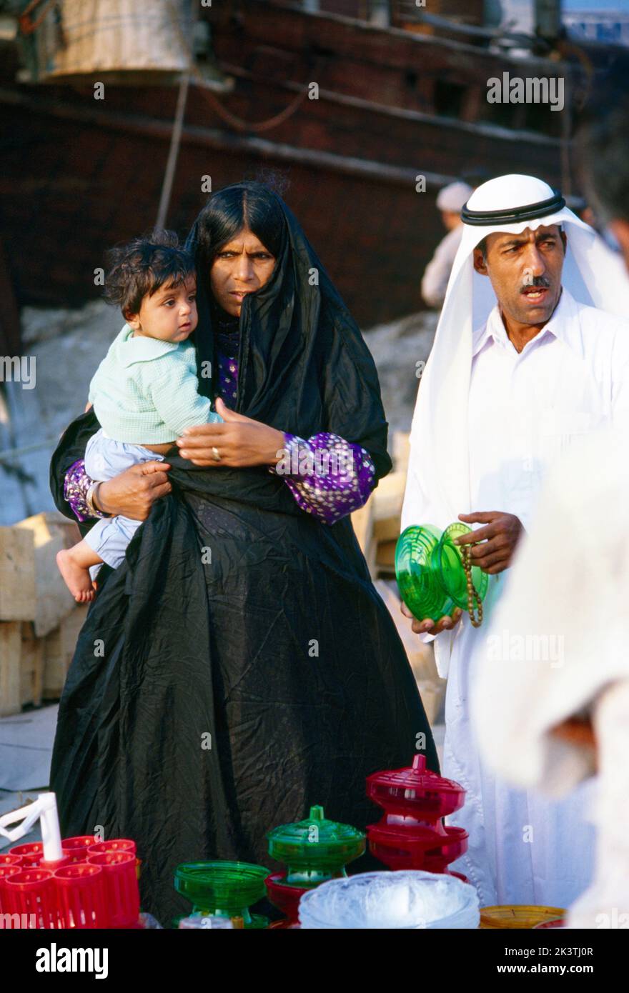 Dubai UAE Family Shopping in Souk Stock Photo