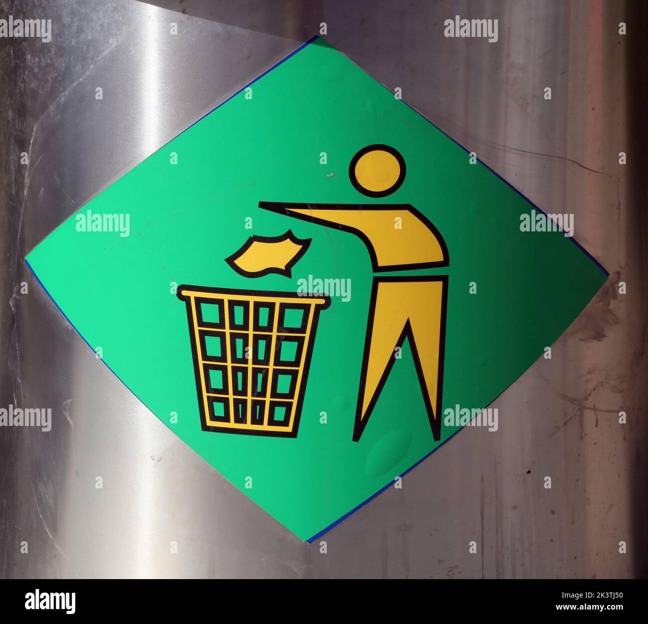 Vouliagmeni Athens Greece Thiseos Street Stainless Steel Pedal Recycling Bin Stock Photo