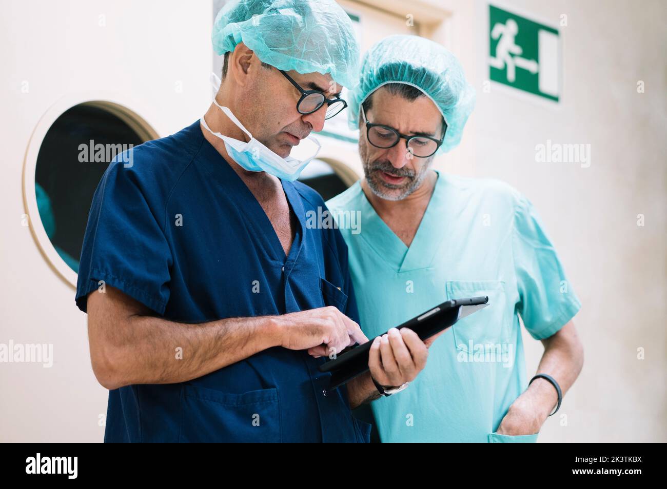 Two surgeons with tablet Stock Photo