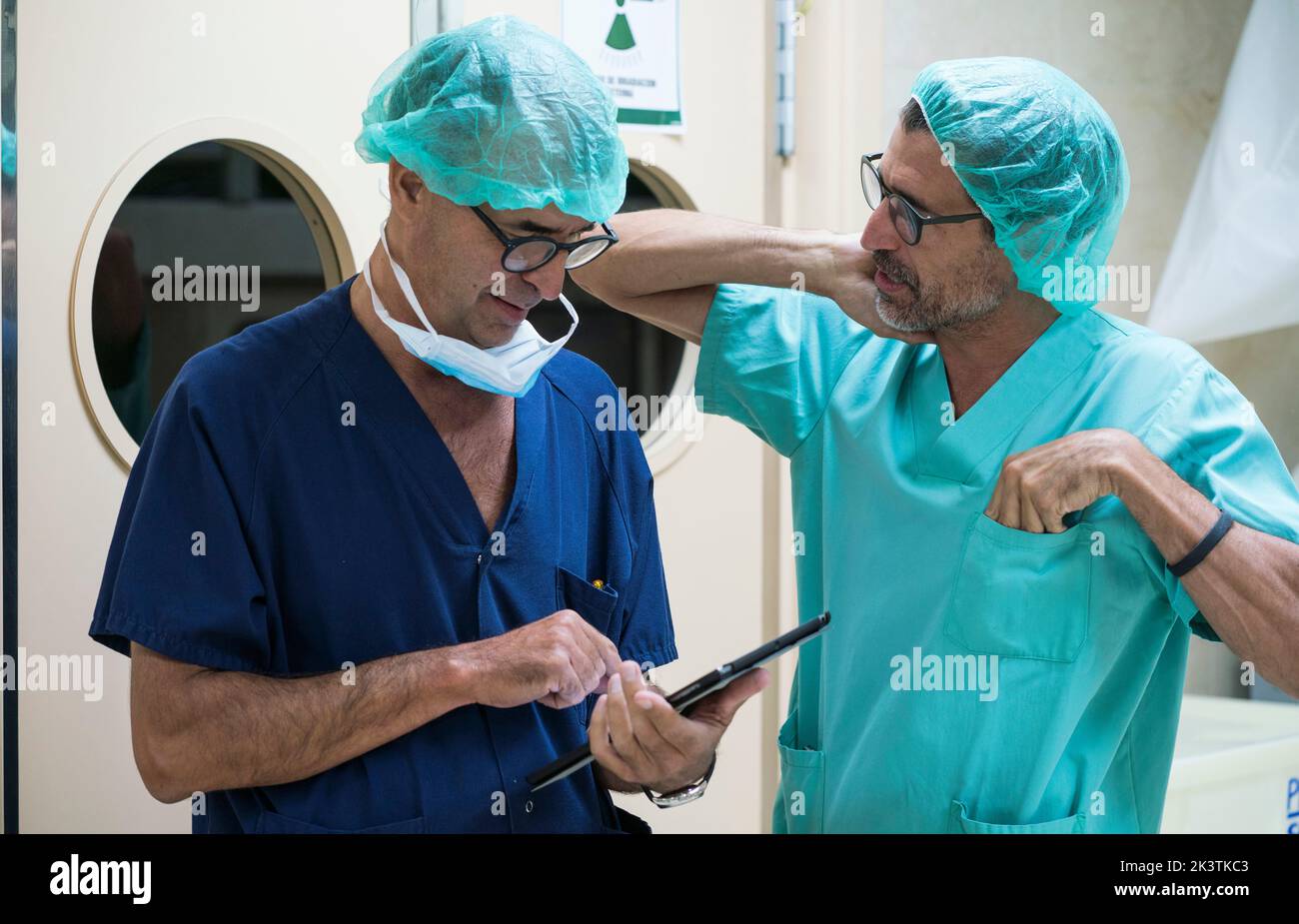 Two surgeons with tablet Stock Photo