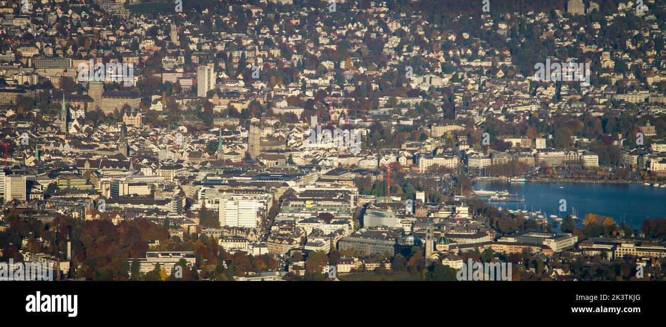 An aerial view of the buildings of Zurigo, Zurich Stock Photo