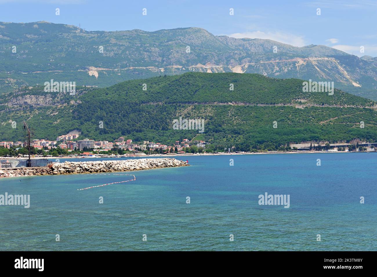 The Montenegrin coast seen from the old town of Budva. Montenegro Stock Photo