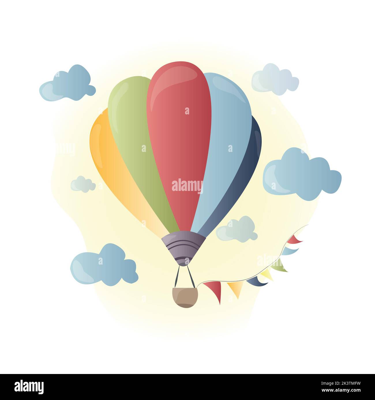 Hot Air Balloon flying in the sky on a blue background - vector ...