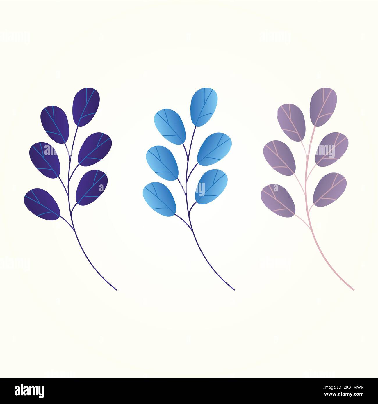 Set of tropical leaves and flowers isolated on white background. Vector ...
