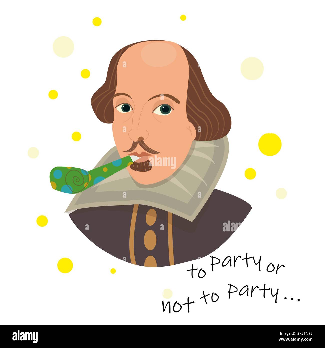 greeting humorous postcard with Shakespeare. birthday illustration Stock Photo