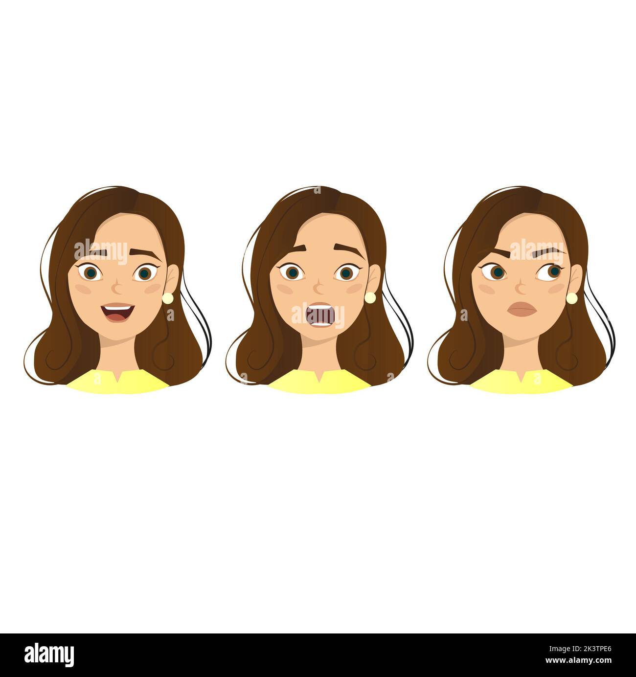 Cartoon face surprised dumbfounded feelings - color vector clipart