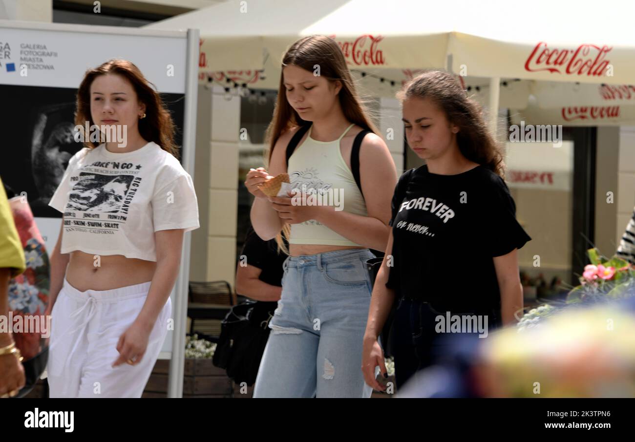 Young women, in the City Centre, Rzeszow, Poland. Stock Photo
