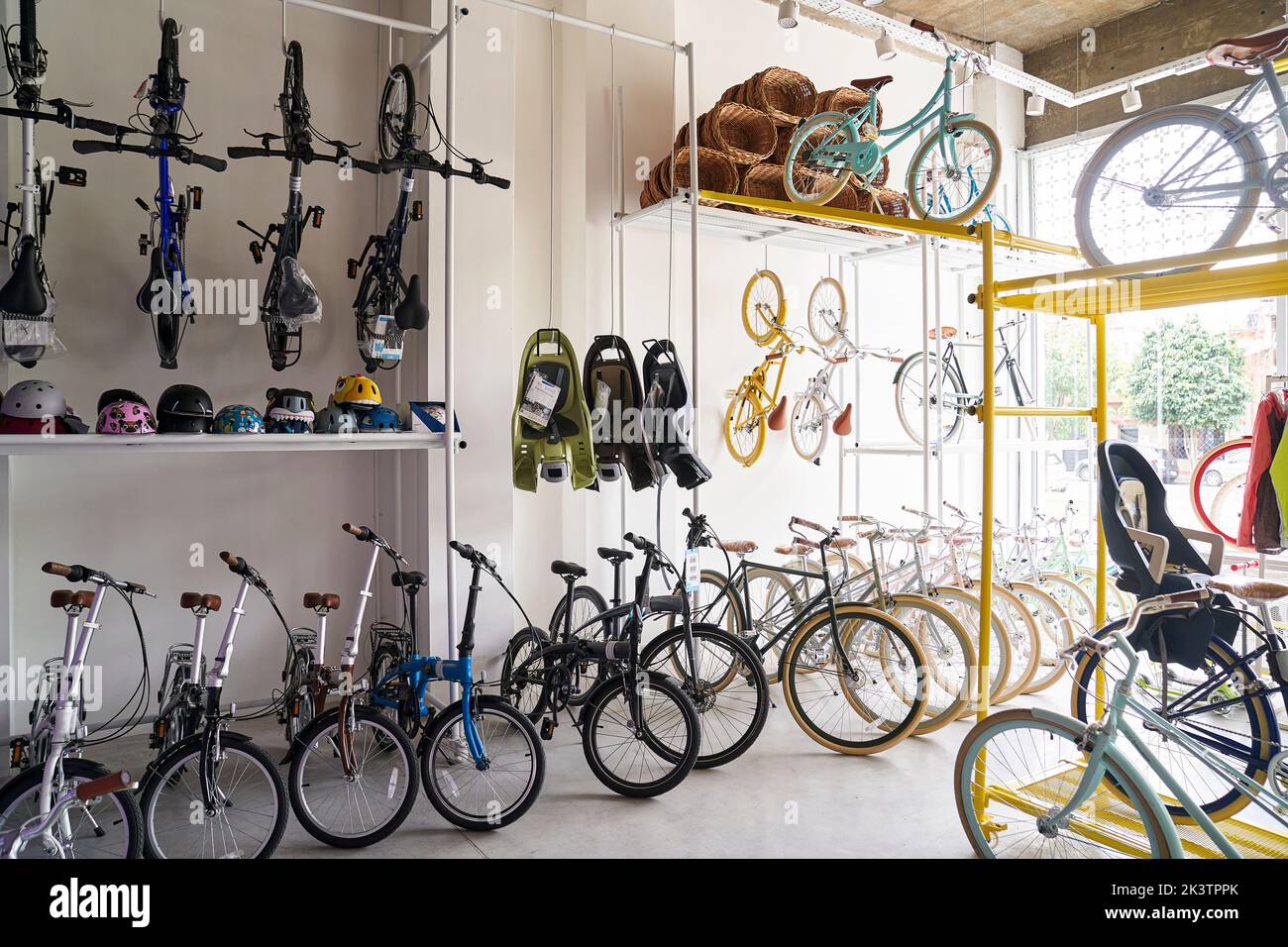 Wide view of small mom & pop bicycle shop Stock Photo