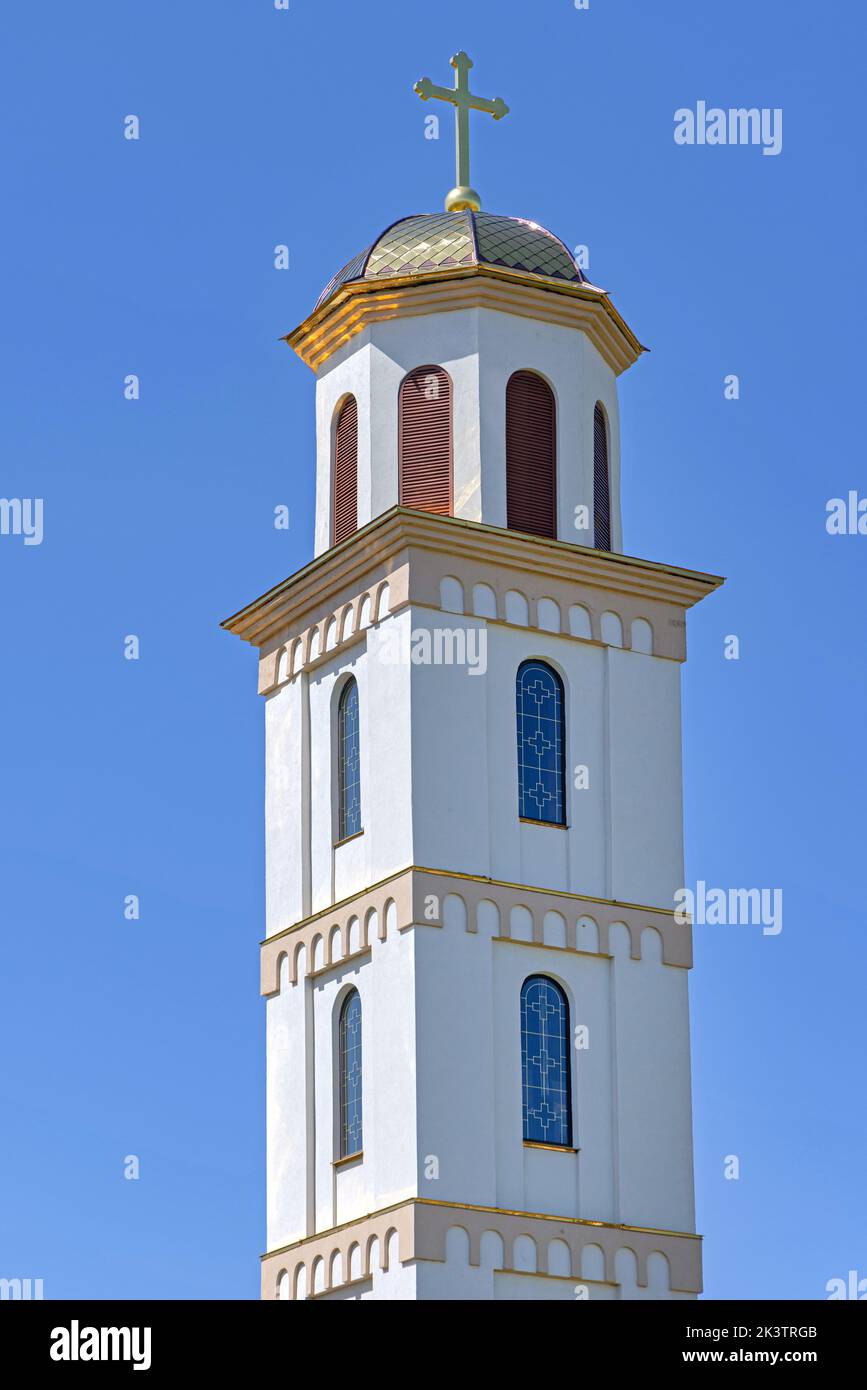Bell Tower With Gold Cross At Saint Matthew The Apostle Orthodox Church