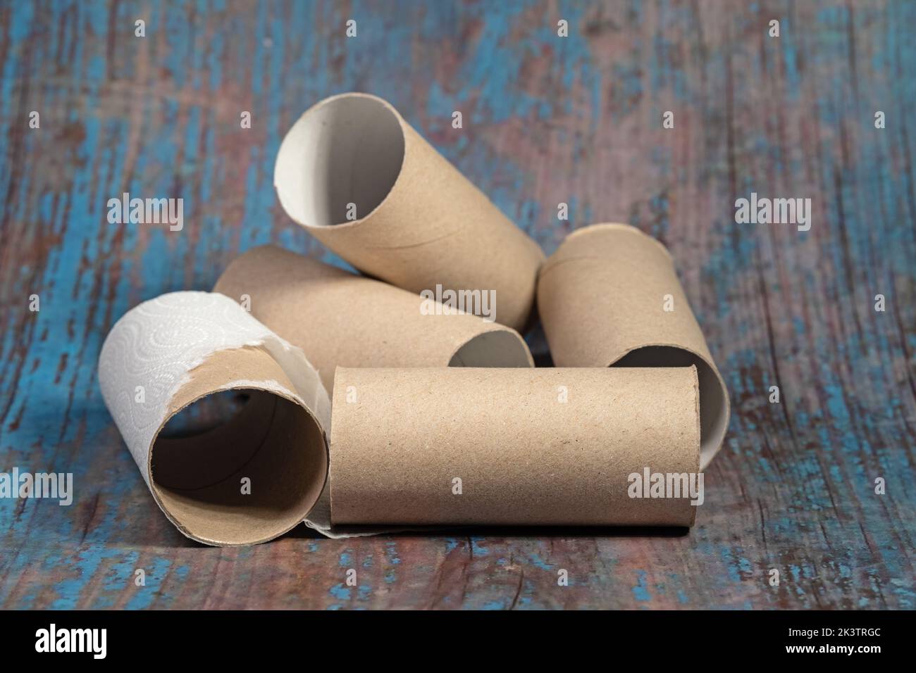 Closeup of empty toilet paper rolls Stock Photo Alamy