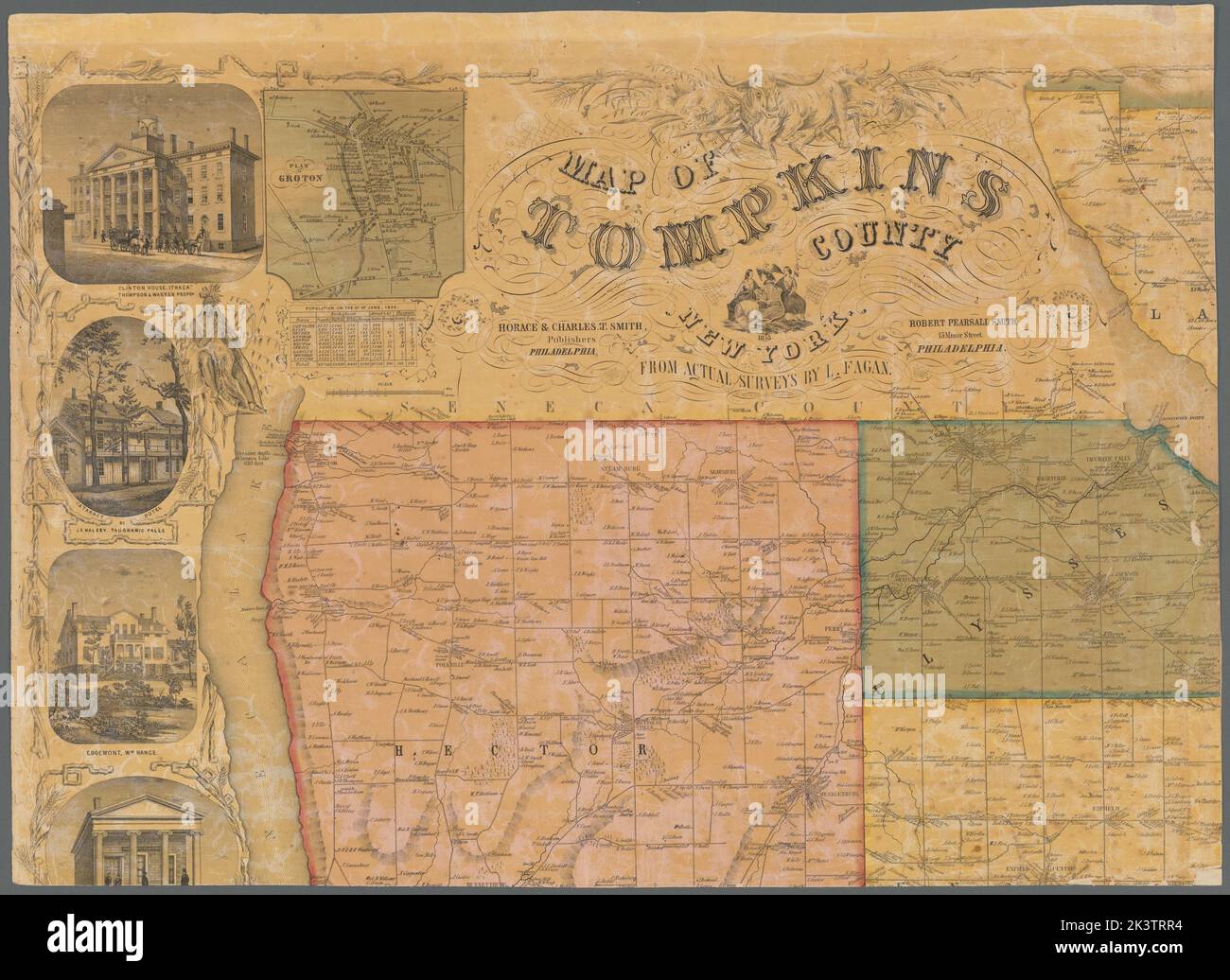 Map of Tompkins County, New York from actual surveys Tompkins County