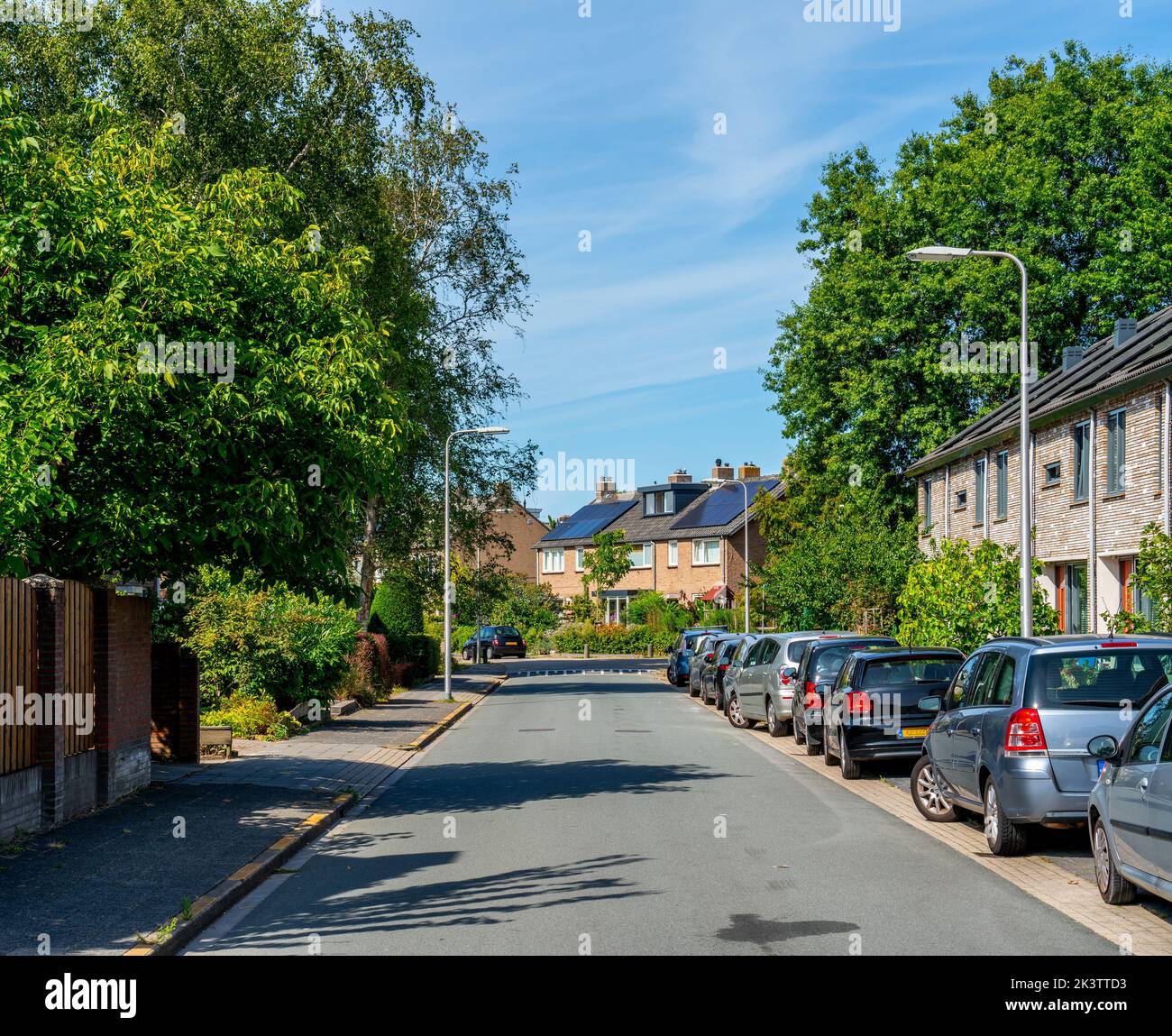 Street in a residential area in the Netherlands Stock Photo