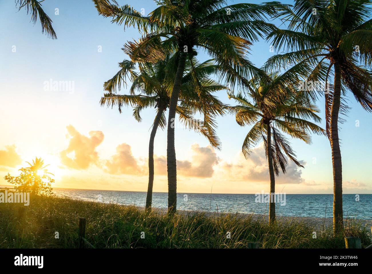 Sunrise on Smathers Beach in Key West, Florida in 2021. Stock Photo