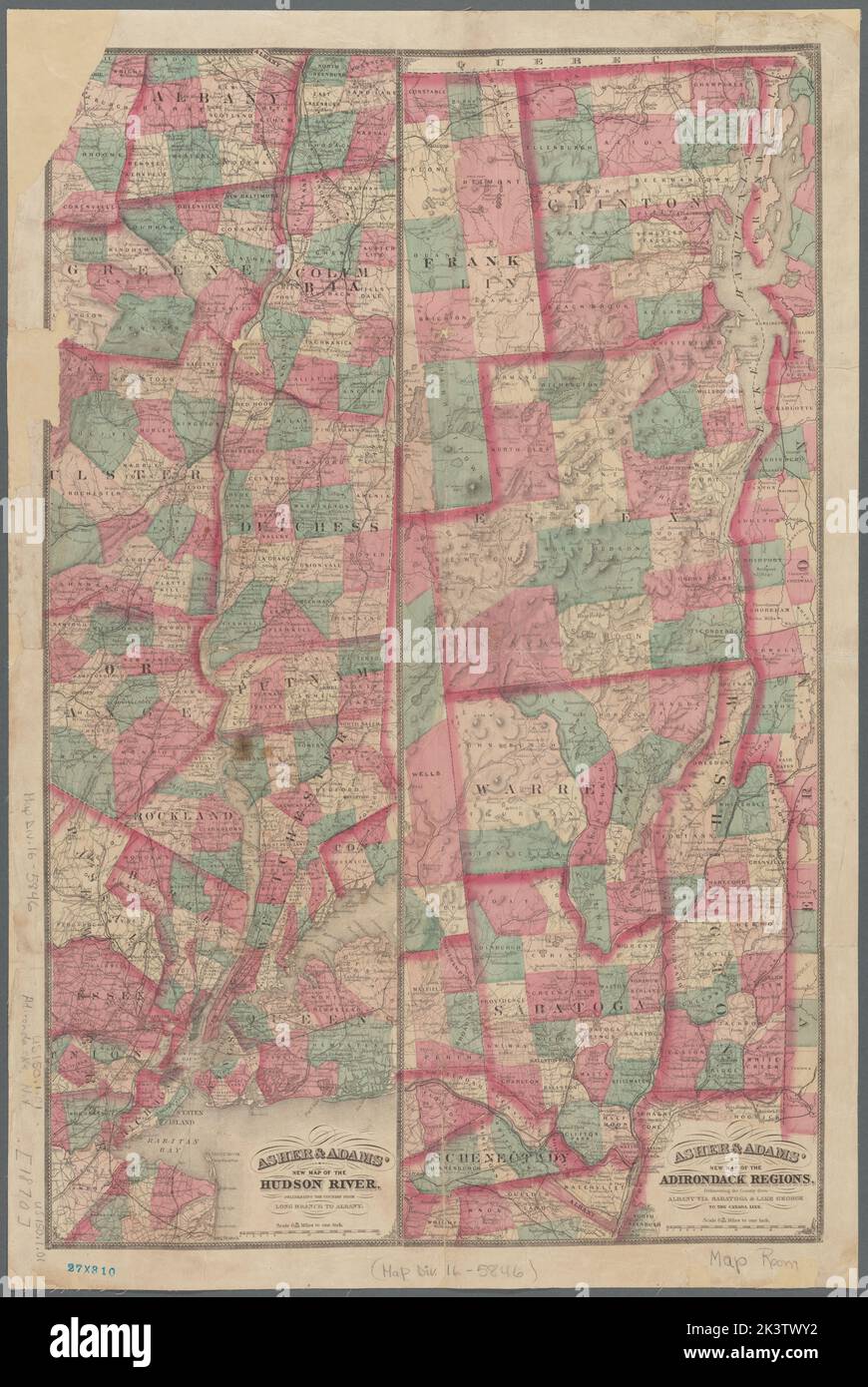 Asher & Adams' new map of the Hudson River: delineating the country from Long Branch to Albany 