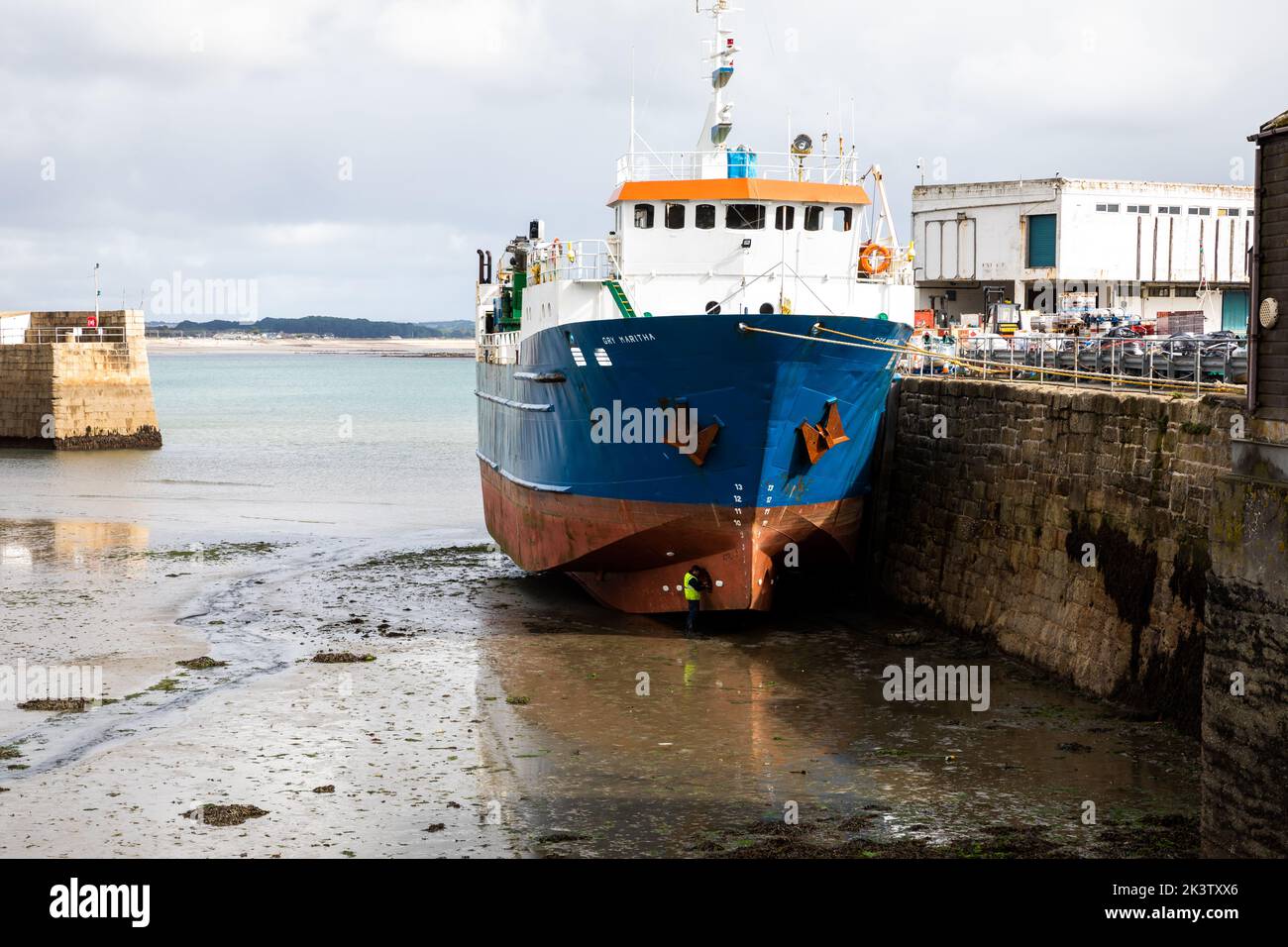 Penzance,Cornwall,28th September 2022,Gry Maritha moored in Penzance, Cornwall. The temperature was only 12C with light rain showers and a moderate breeze, it is forecast to be dull and wet for the rest of the week.Credit: Keith Larby/Alamy Live News Stock Photo
