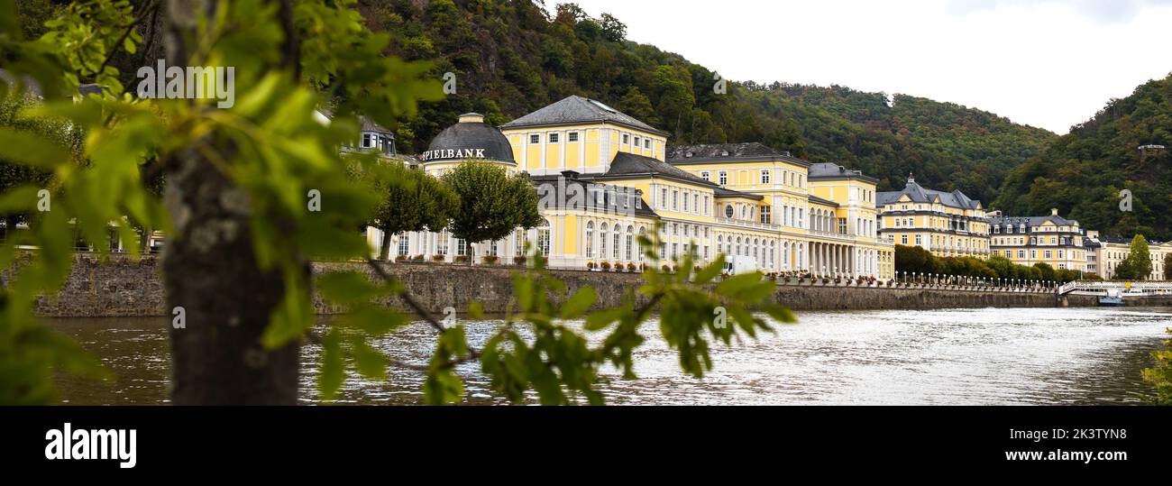 historic german bad ems on the lahn river panorama Stock Photo