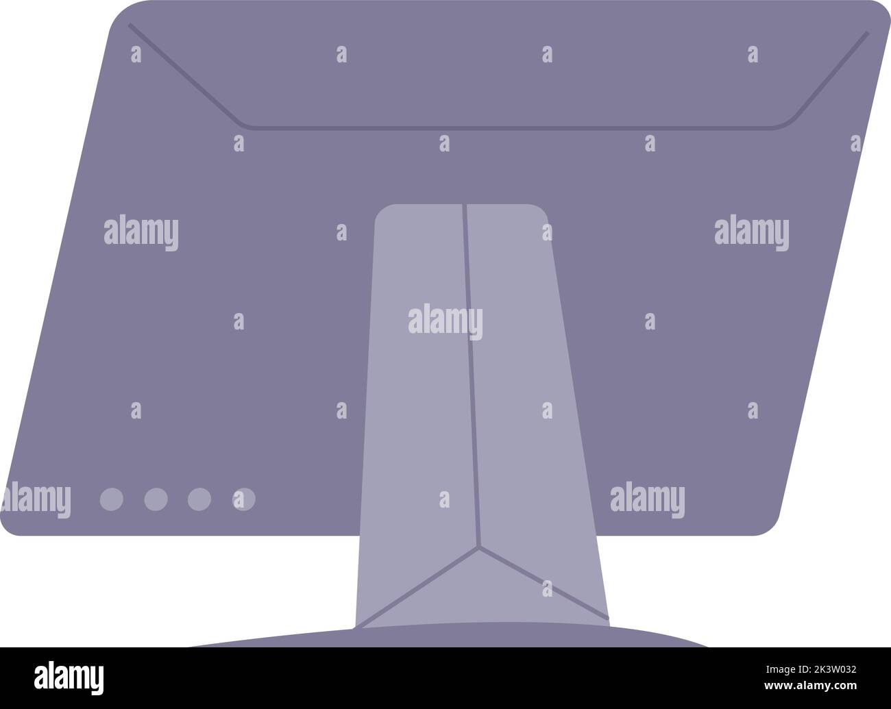 Display back icon. Computer monitor rear view isolated on white