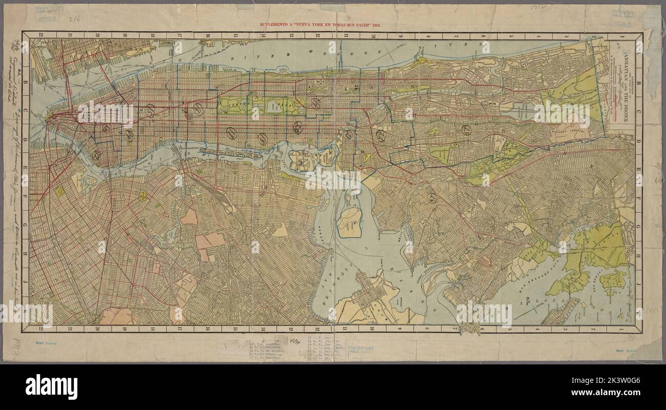 Hammond's new Guide Map of Manhattan and the Bronx 1912. Cartographic 