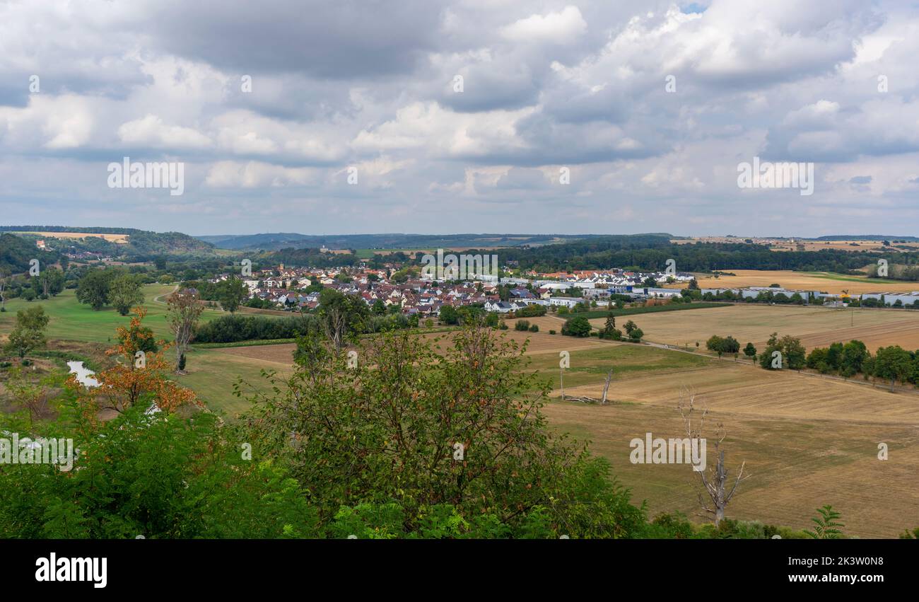 High angle scenery showing Offenau, seen from Bad Wimpfen, a historic spa town in the district of Heilbronn in the Baden-Wuerttemberg region of southe Stock Photo