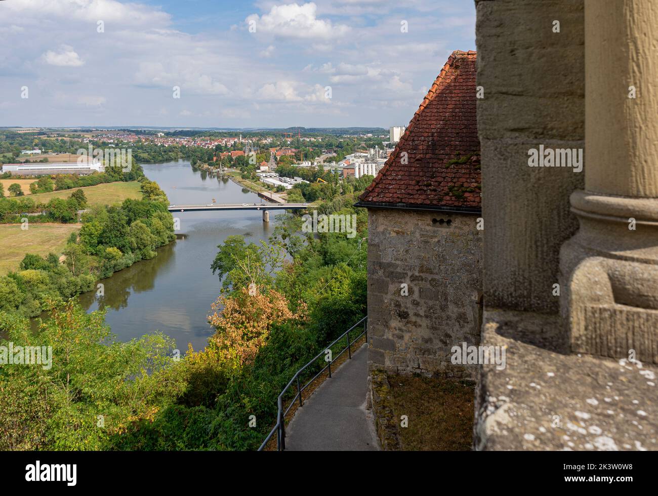 High angle scenery showing Wimpfen im Tal, seen from Bad Wimpfen, a historic spa town in the district of Heilbronn in the Baden-Wuerttemberg region of Stock Photo