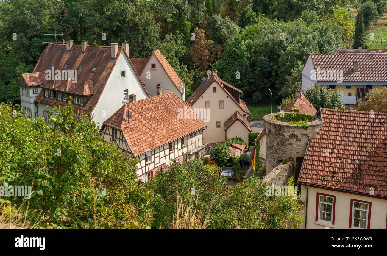 High angle scenery of Bad Wimpfen, a historic spa town in the district of Heilbronn in the Baden-Wuerttemberg region of southern Germany Stock Photo