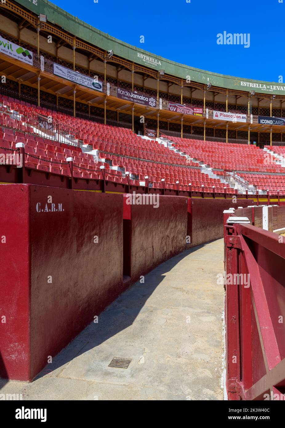 Bullring in Murcia, Spain - The Plaza de Toros de Murcia - Plaza de Toros de La Condomina.  For bloody bull fighting. Built 1887, holds 15,000 people. Stock Photo