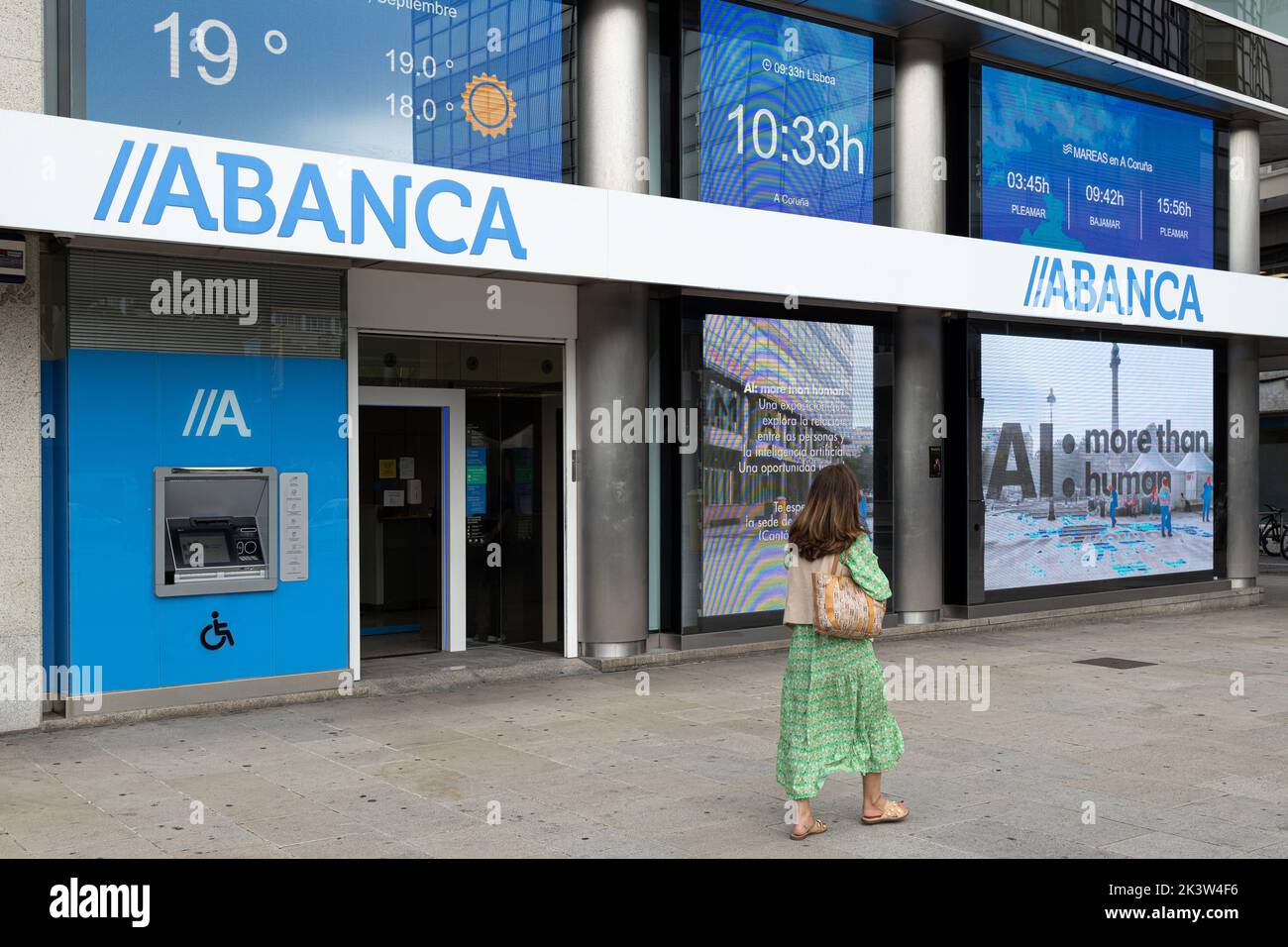 Coruna, Spain; september 23, 2022: Abanca bank building facade of A Coruna city Stock Photo