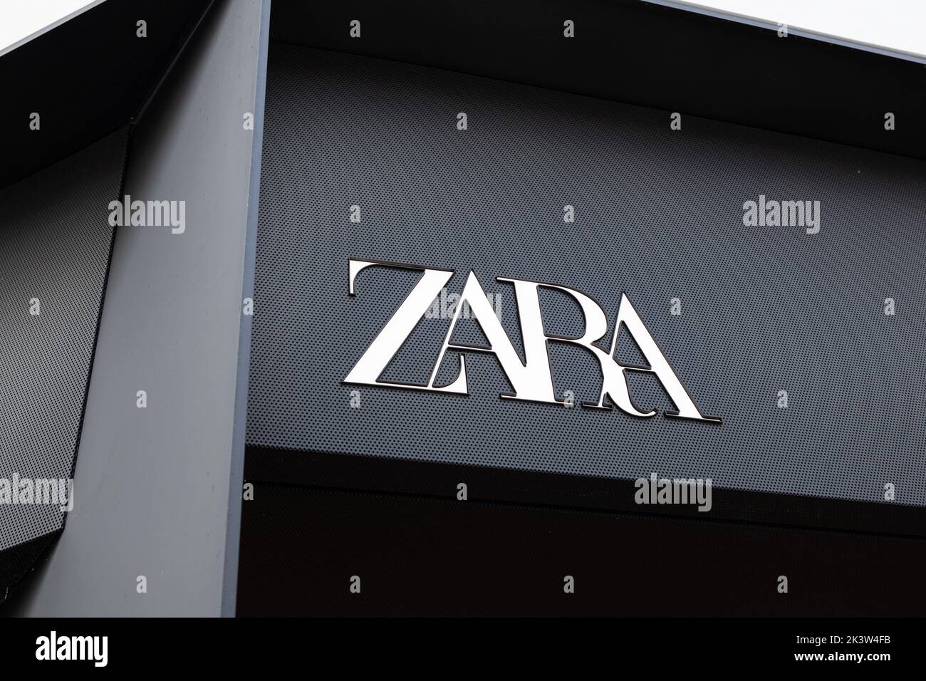 Coruna, Spain; september 23, 2022: New Zara sign on facade store Stock Photo