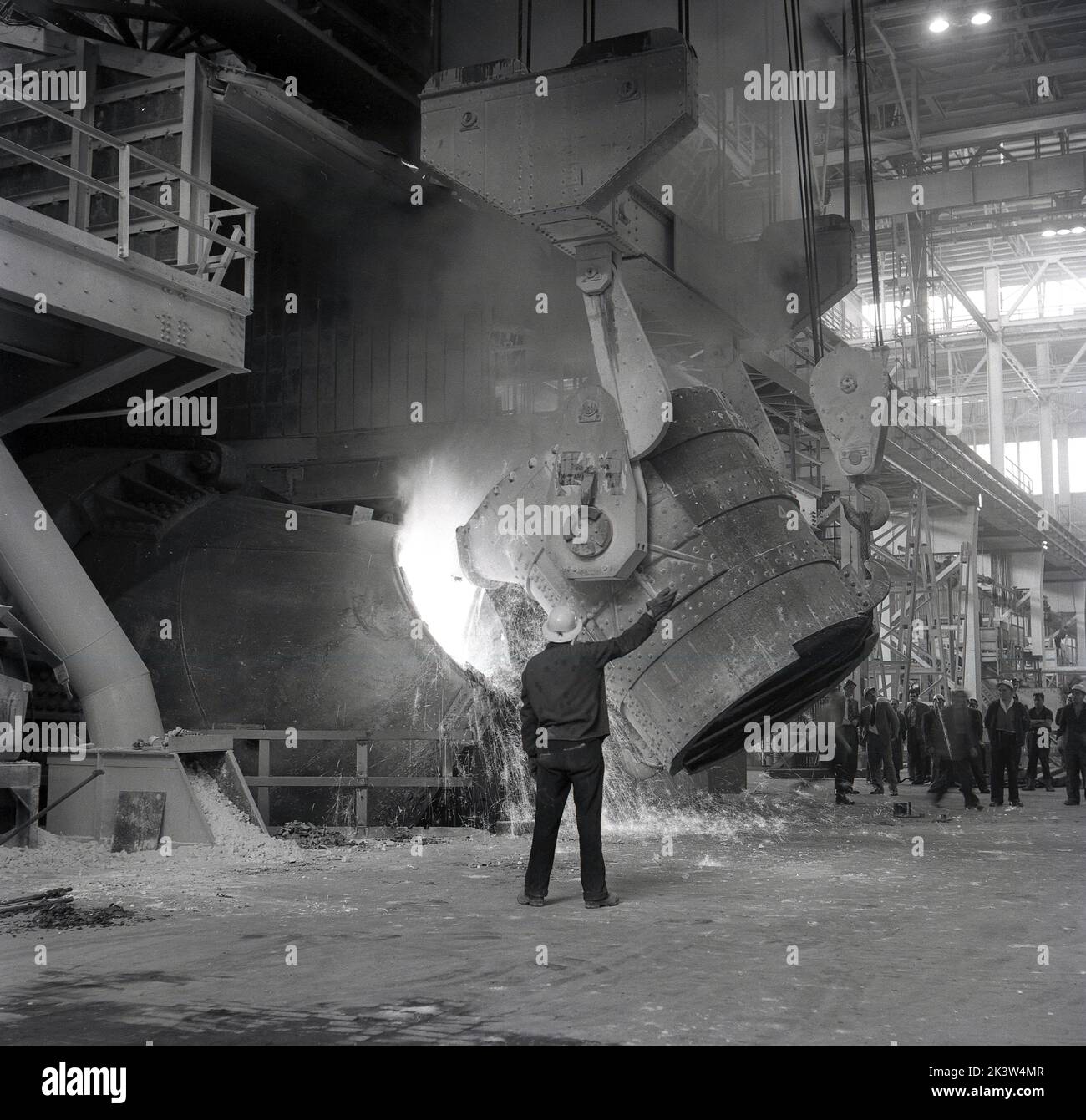 1950s, historical, steel manufacturing.... inside a giant industrial