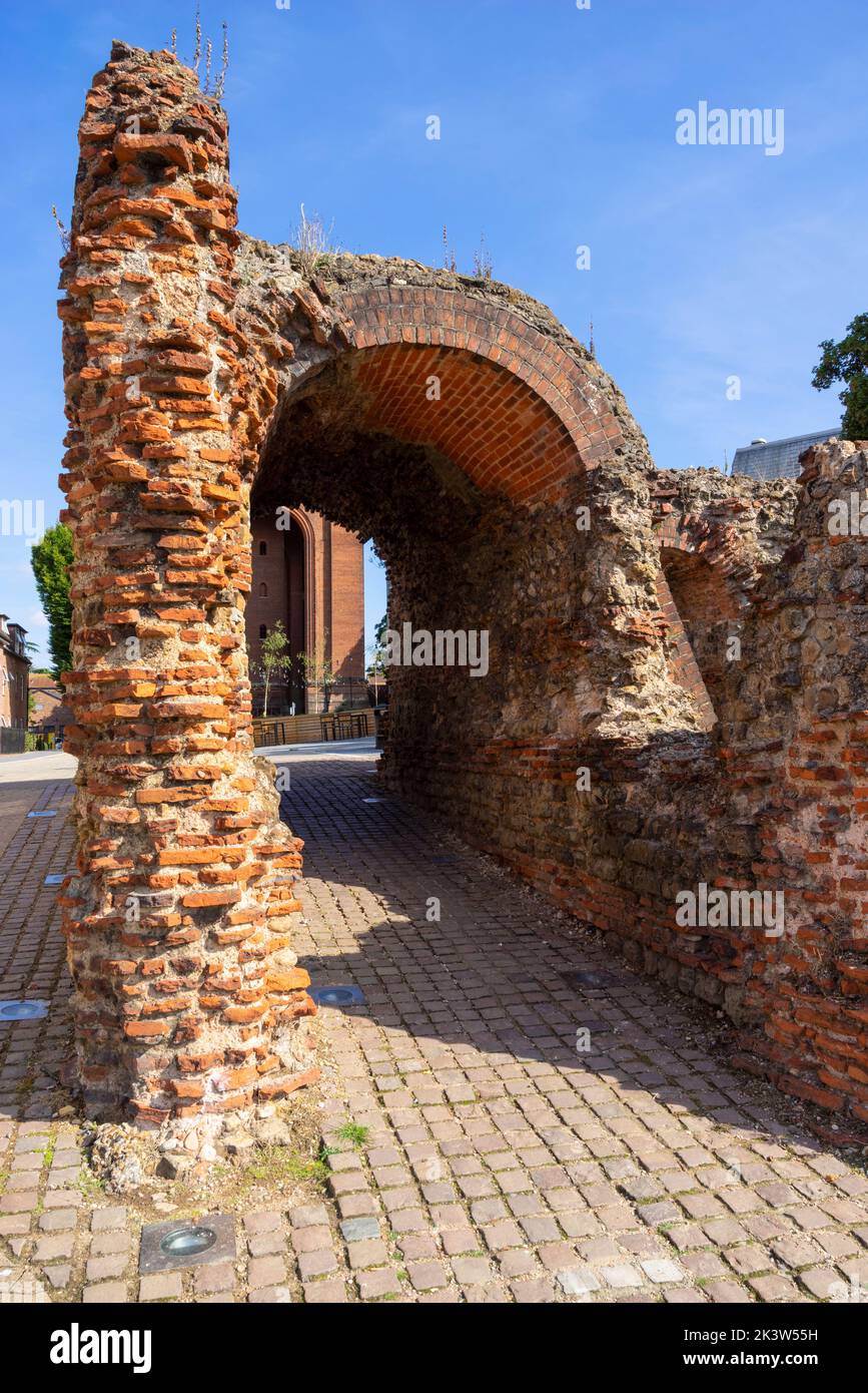 Colchester Roman wall ruins of a four arch roman gate the Balkerne Gate