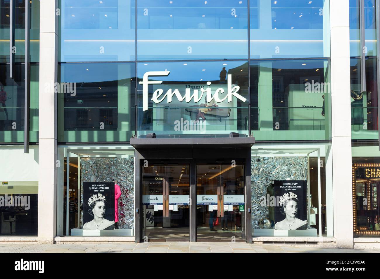 Death of Queen Elizabeth ii comemorated in Fenwick department store on