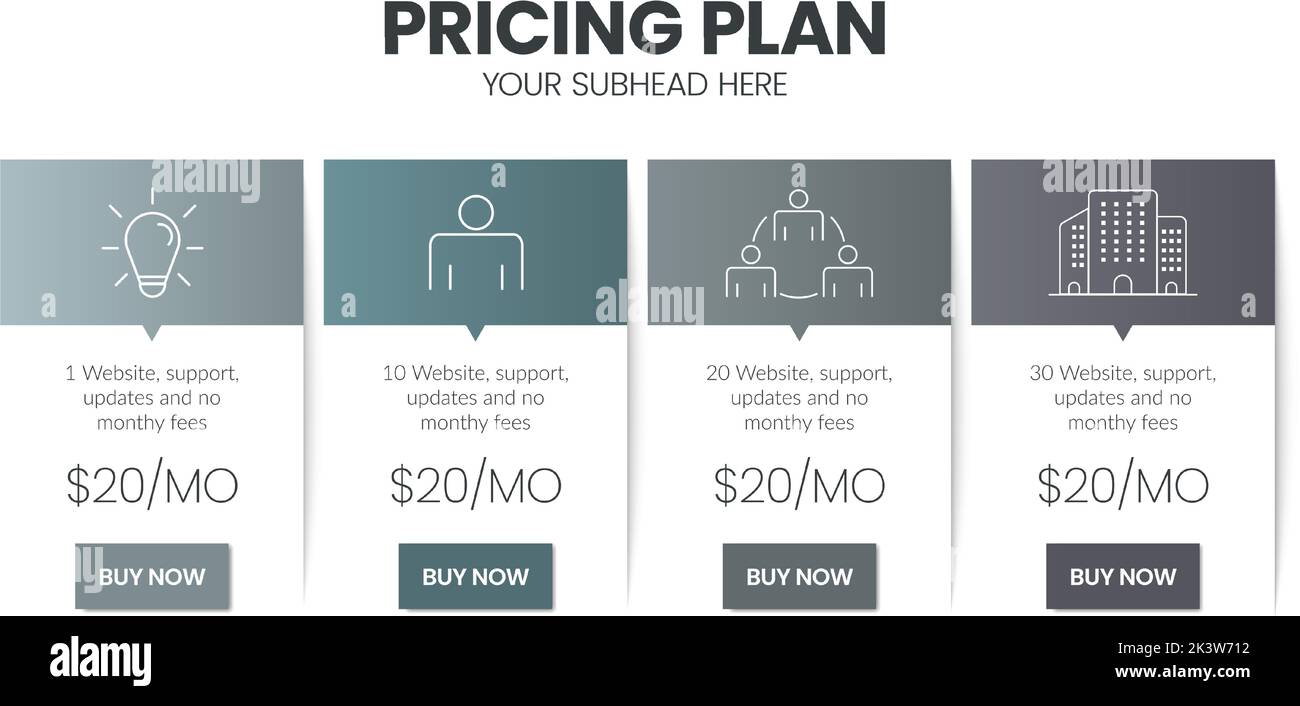 Modern creative pricing subscription plan table template with minimal line  icon style. UI UX interface design elements. Infographic design element wit  Stock Vector Image & Art - Alamy