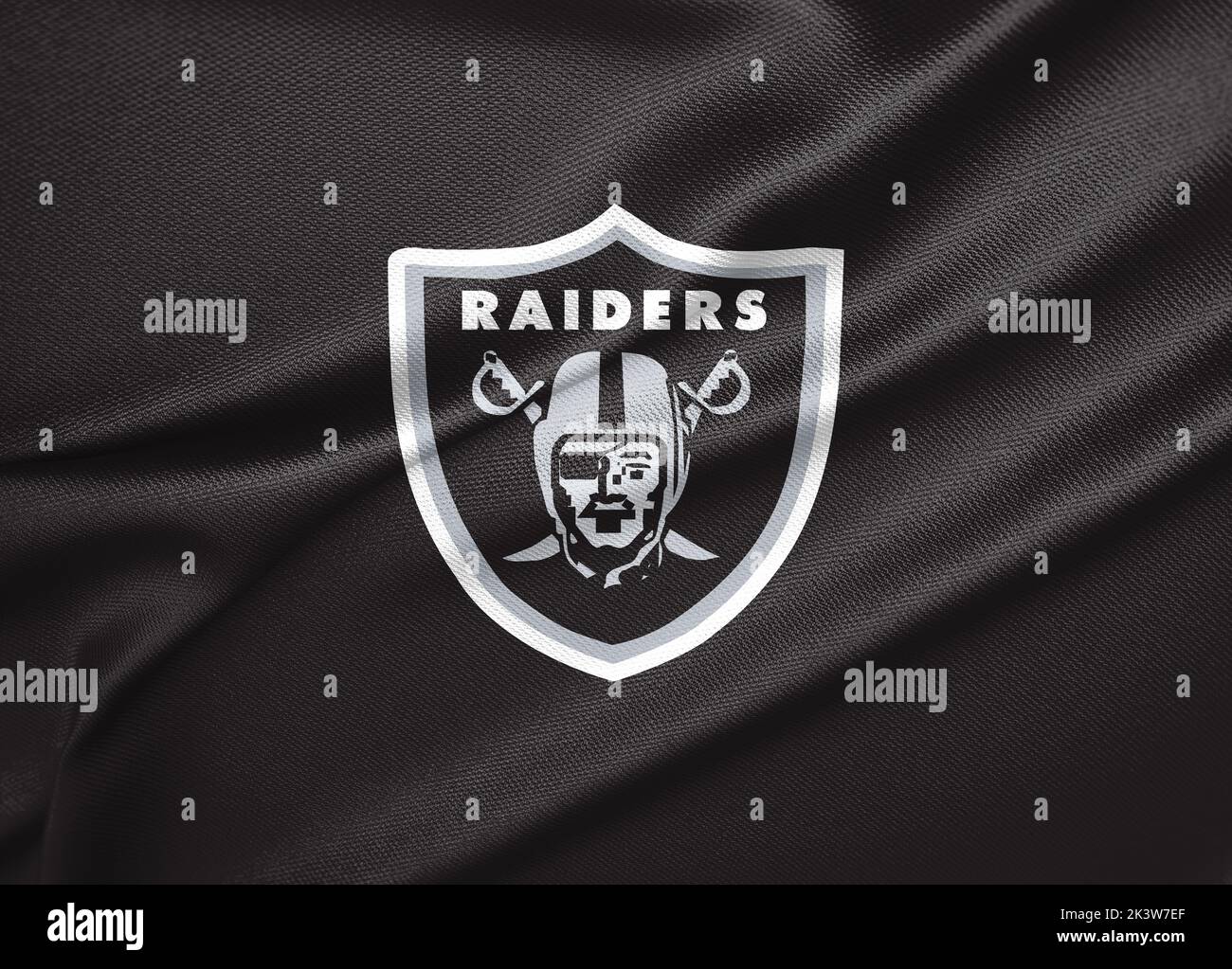 Flag Oakland Raiders, flag of American football team Oakland Raiders, fabric flag Oakland