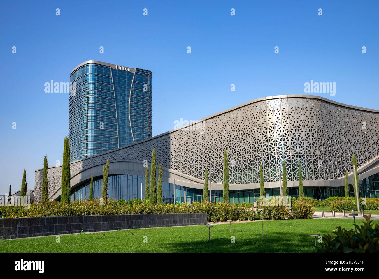 TASHKENT, UZBEKISTAN - SEPTEMBER 03, 2022: Modern Hilton Hotel close-up. Tashkent, Uzbekistan Stock Photo