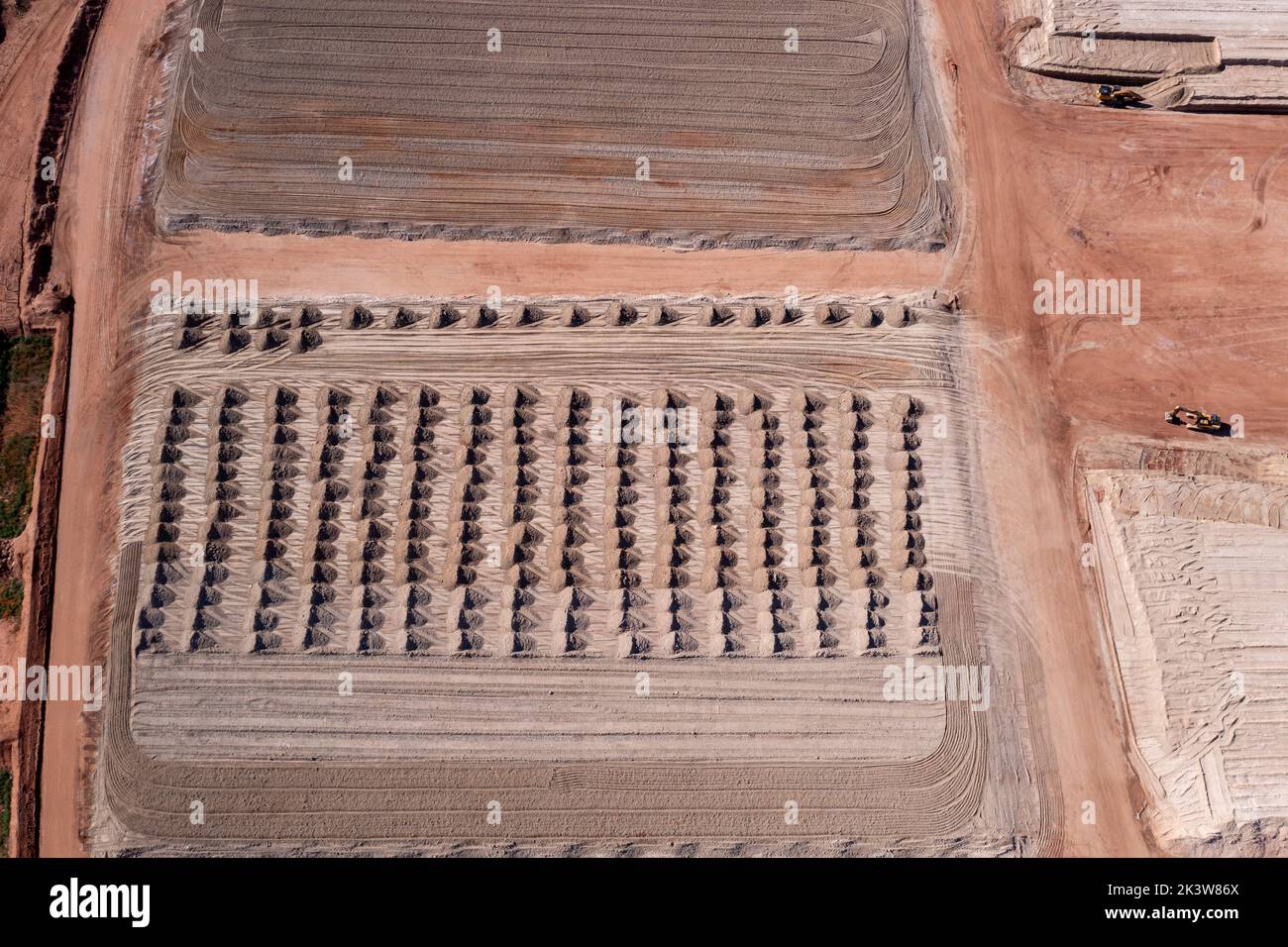 Aerial view of the Moab UMTRA Project to remove radioactive tailings from the site of a former uranium processing mill.  Moab, Utah. Stock Photo