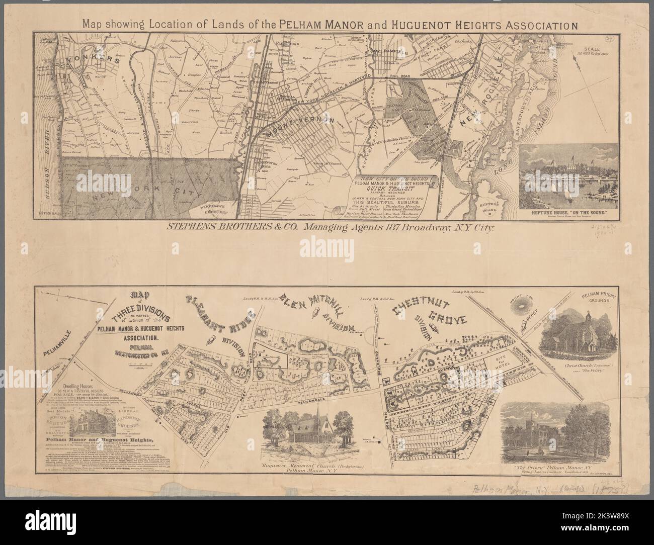 Map showing location of lands of the Pelham Manor and Huguenot Heights