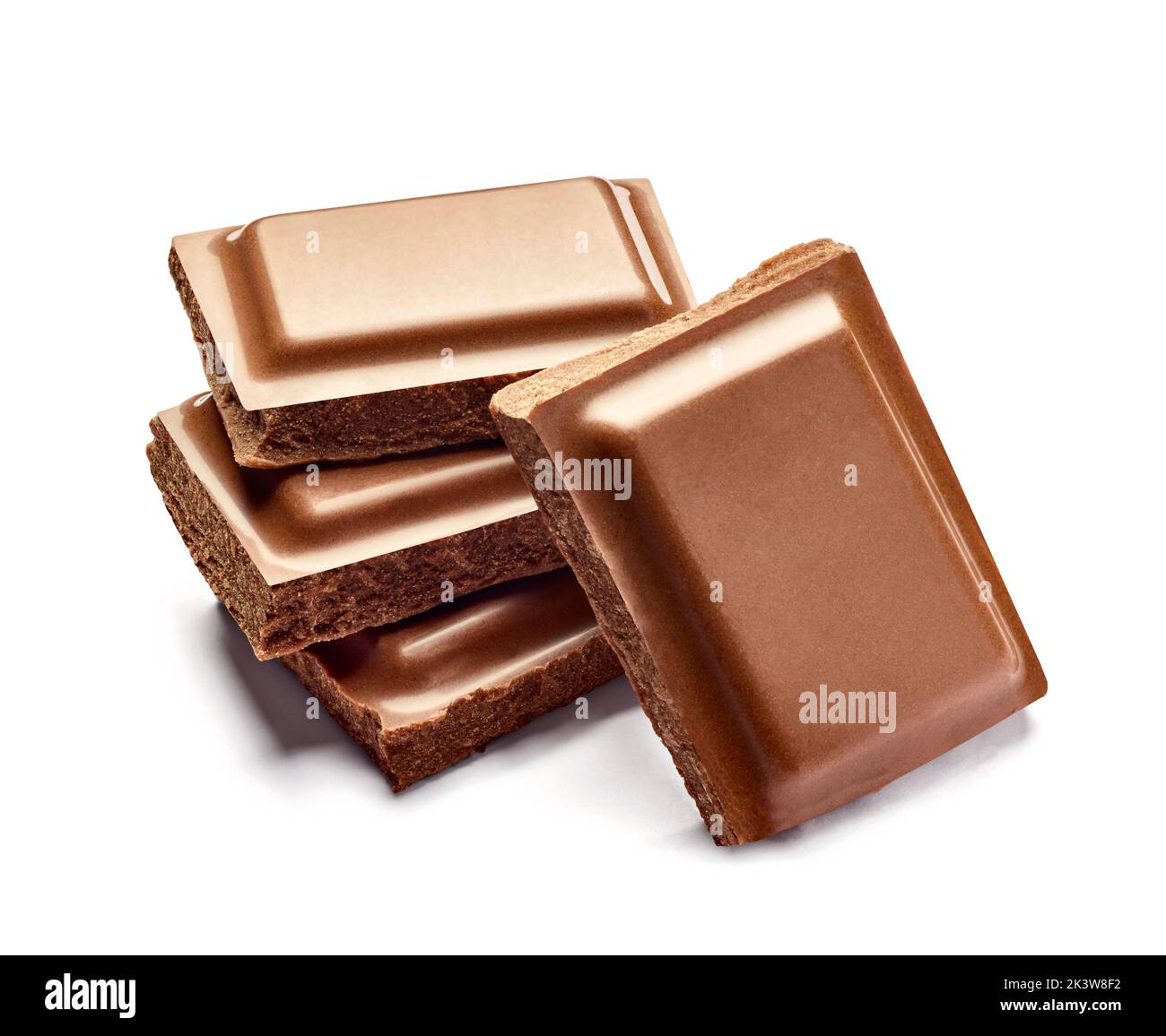 close up of chocolate pieces stack on white background Stock Photo - Alamy