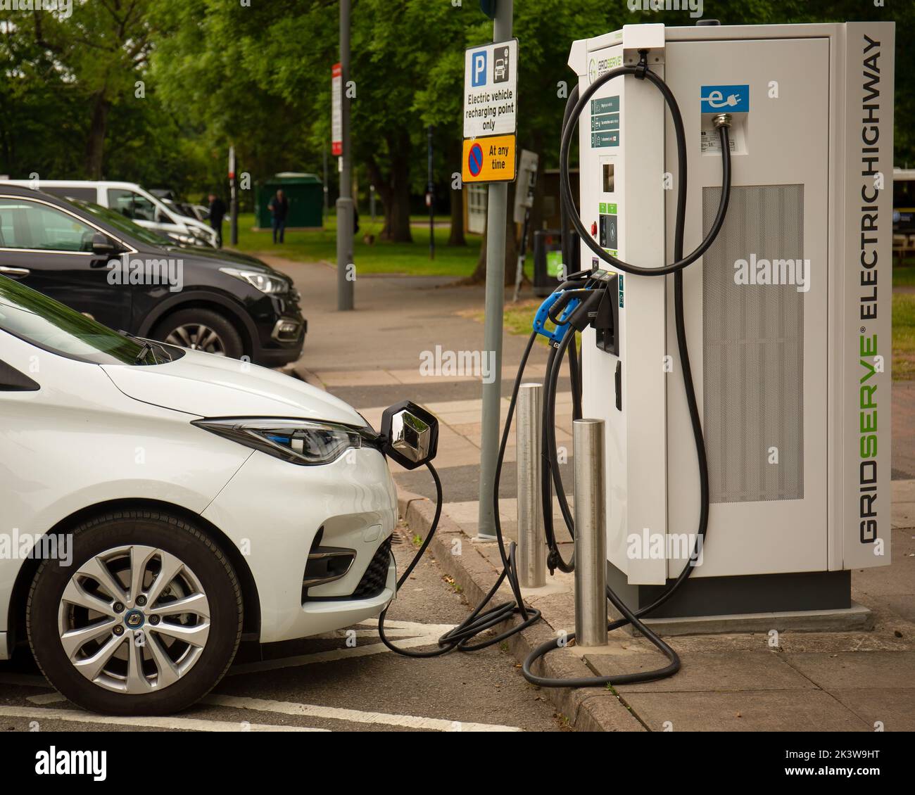 A White Renault EV car recharging at Gridserve vehicle in Instavolt ...