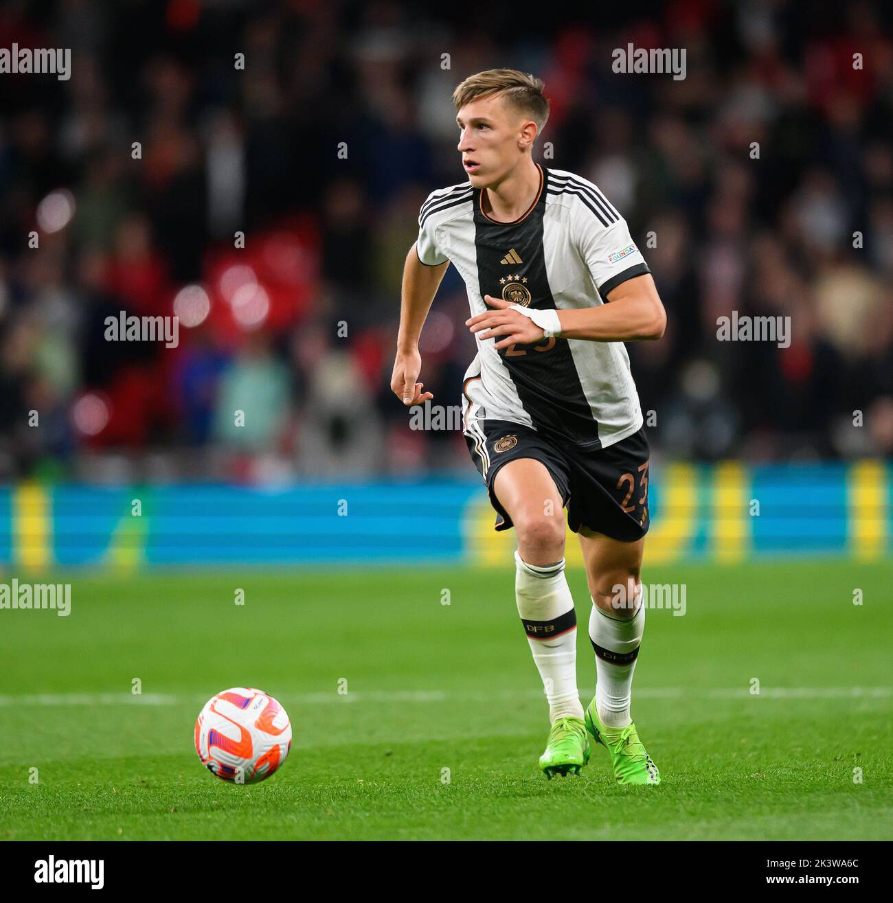 26 Sep 2022 - England v Germany - UEFA Nations League - League A - Group 3 - Wembley Stadium  Germany's Nico Schlotterbeck during the UEFA Nations League match against England. Picture : Mark Pain / Alamy Live News Stock Photo