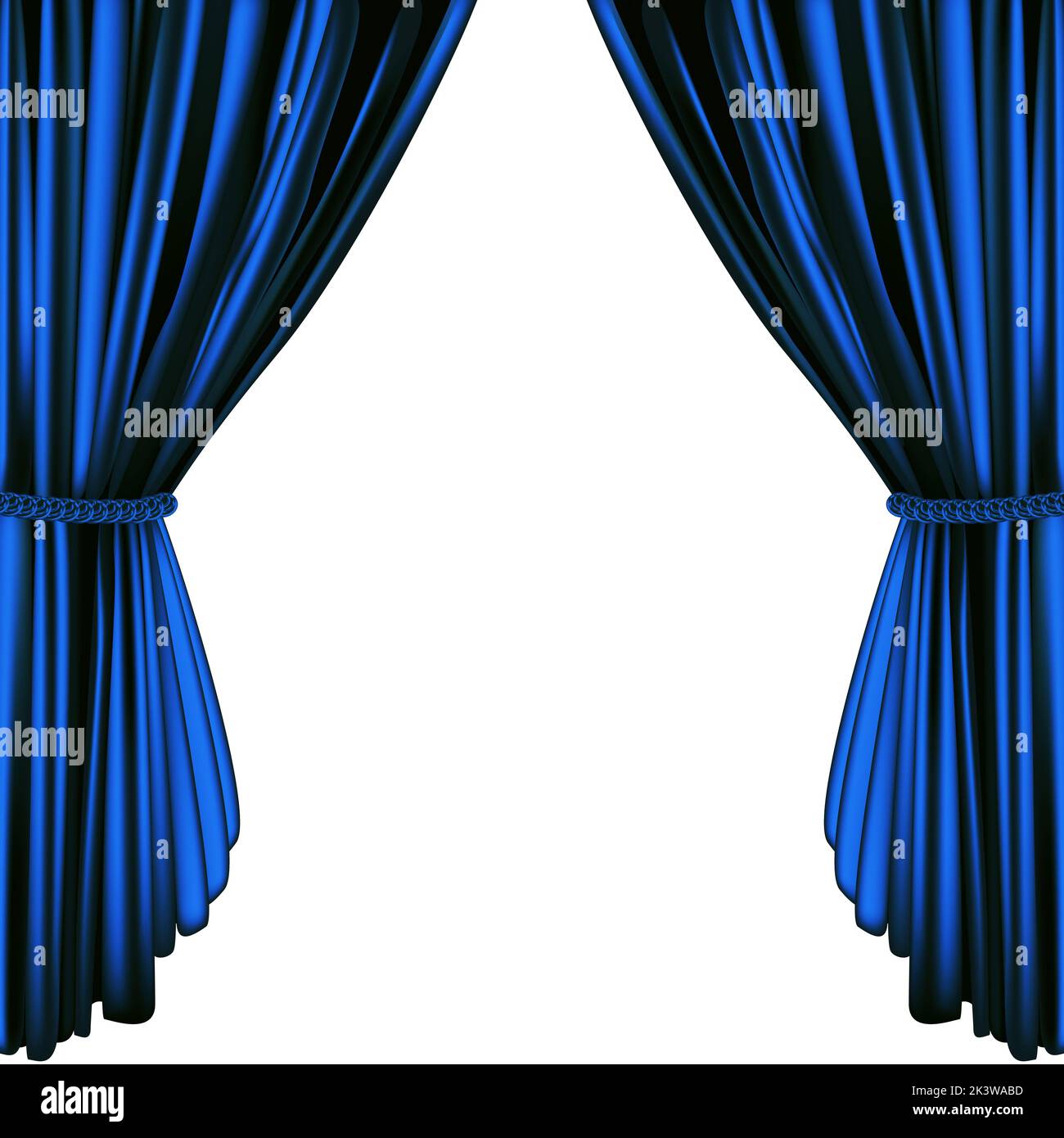 Blue curtain isolated on a white background design element banner