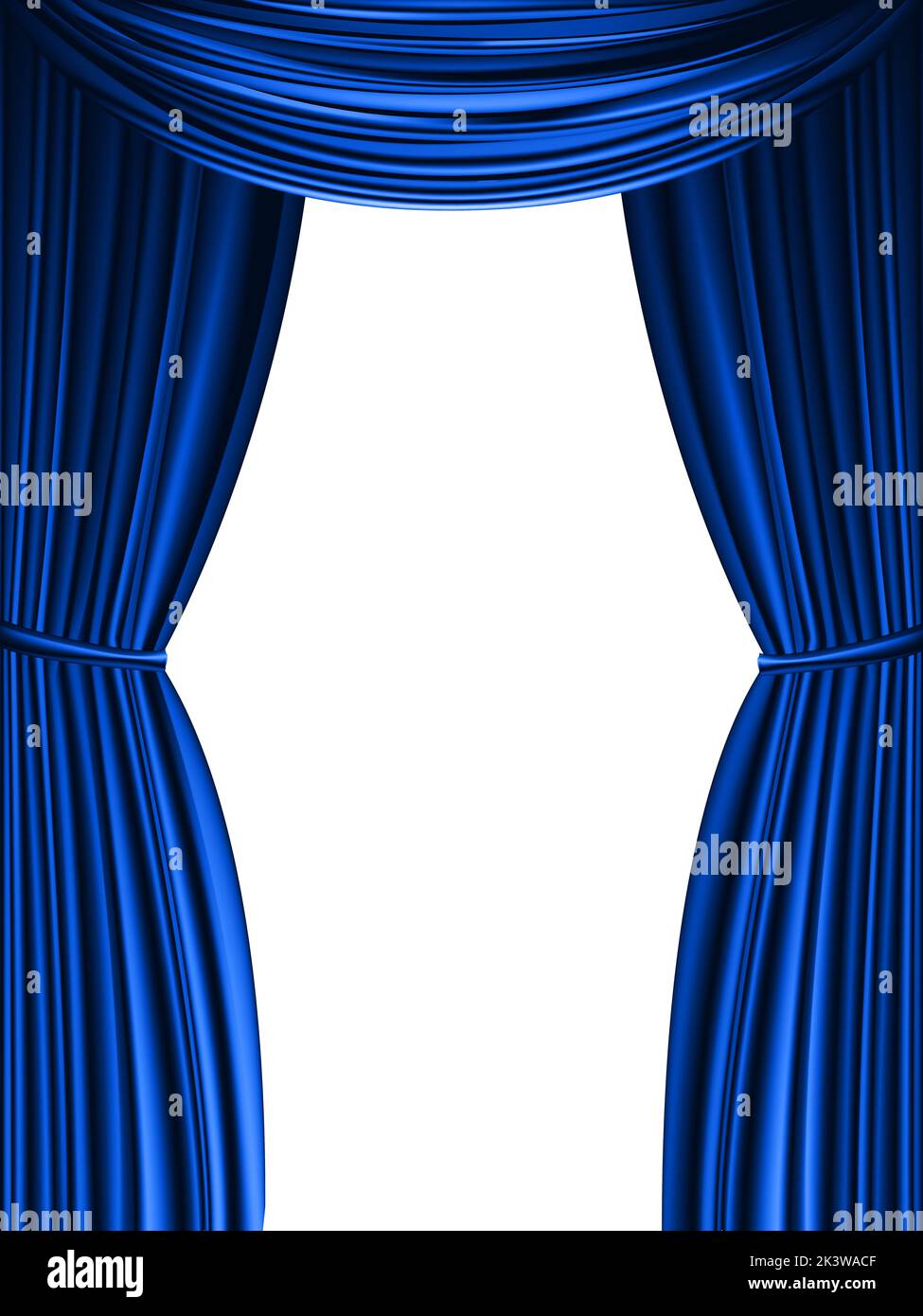 Blue curtain isolated on a white background design element banner