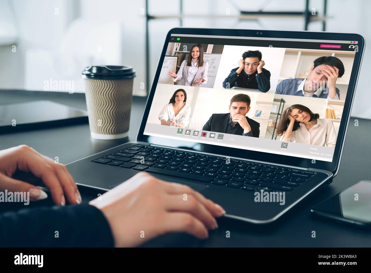 Online education. Distance learning. Video chat. Virtual class ...