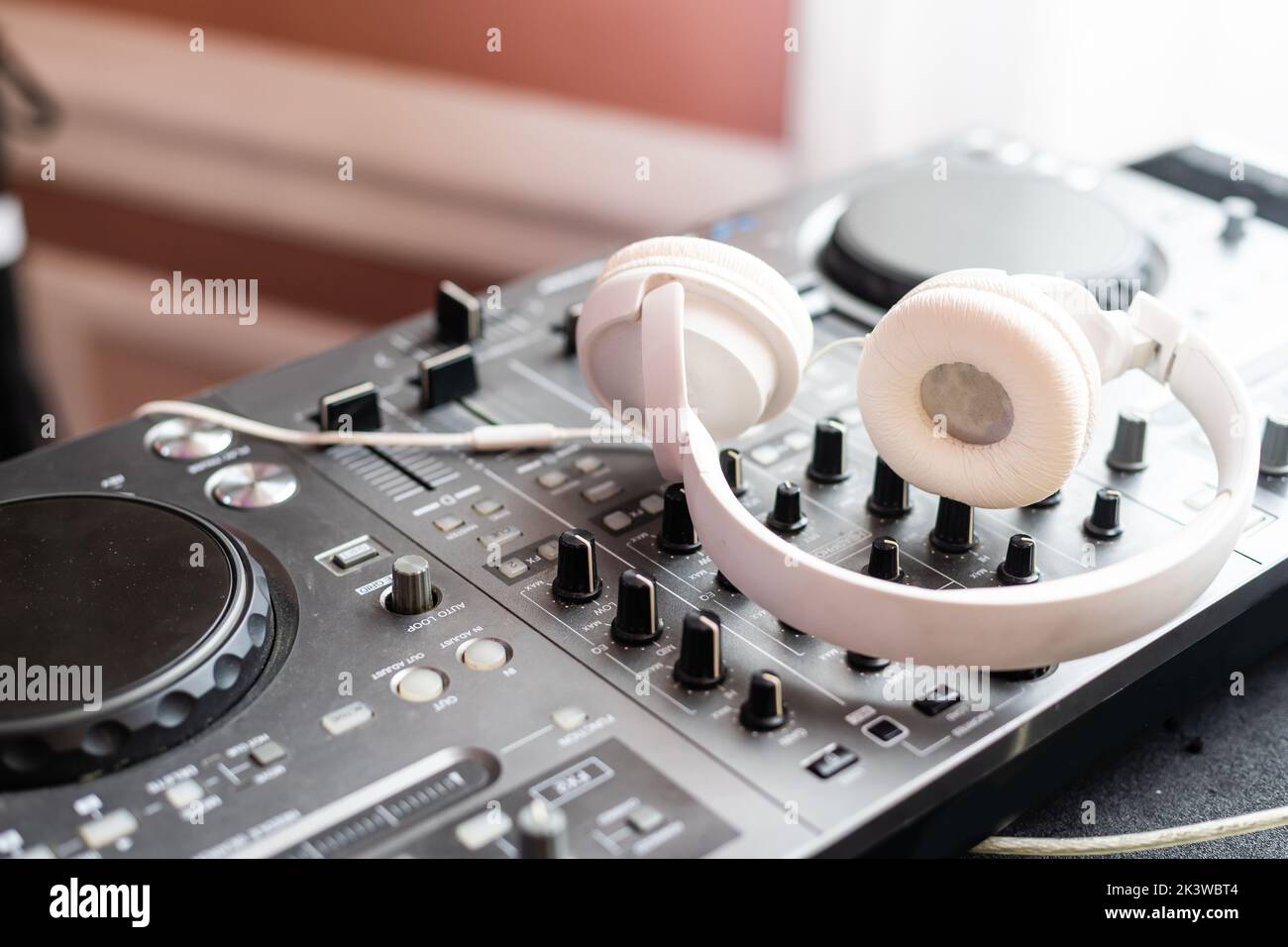Professional dj headphones ,sound mixing controller. Dj turntables