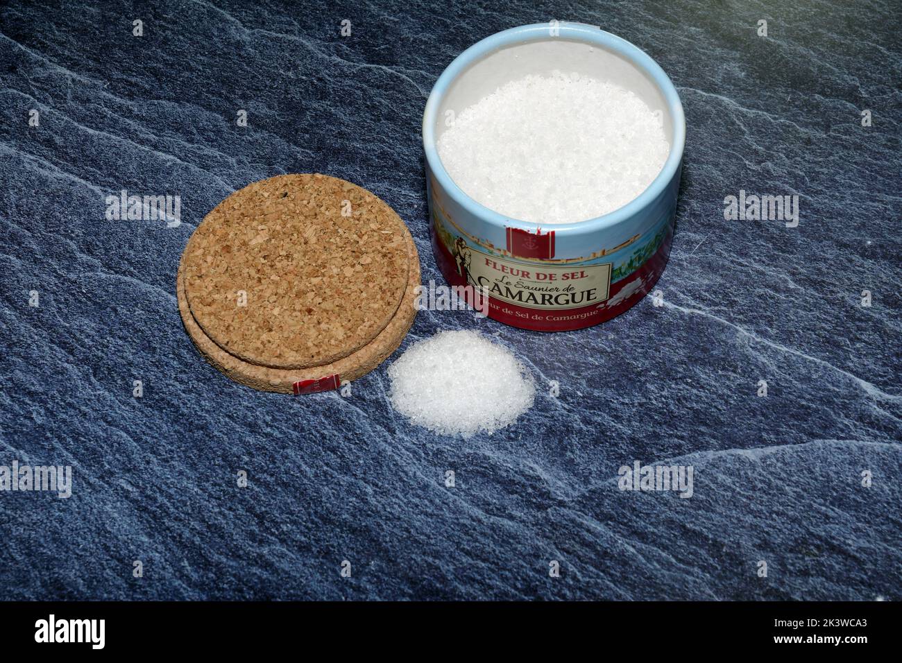 Food and drink, ingredients, salt, local specialty: a pot of French sea ...