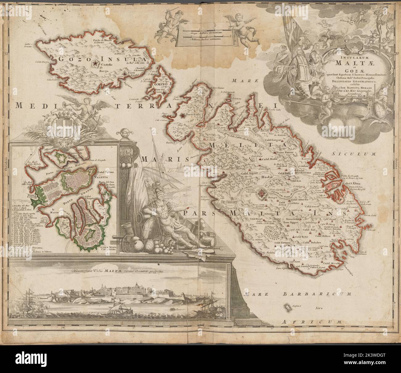 Insularum Maltae et Goza ... 1731 - 1798. Cartographic. Maps. Lionel Pincus and Princess Firyal Map Division. Italy , Maps, Switzerland , Maps Stock Photo